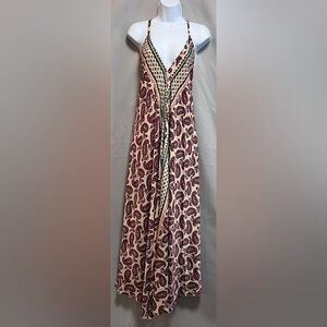 Boho Miami Maxi Silk Dress One‎ Size Women’s Sleeveless NWT